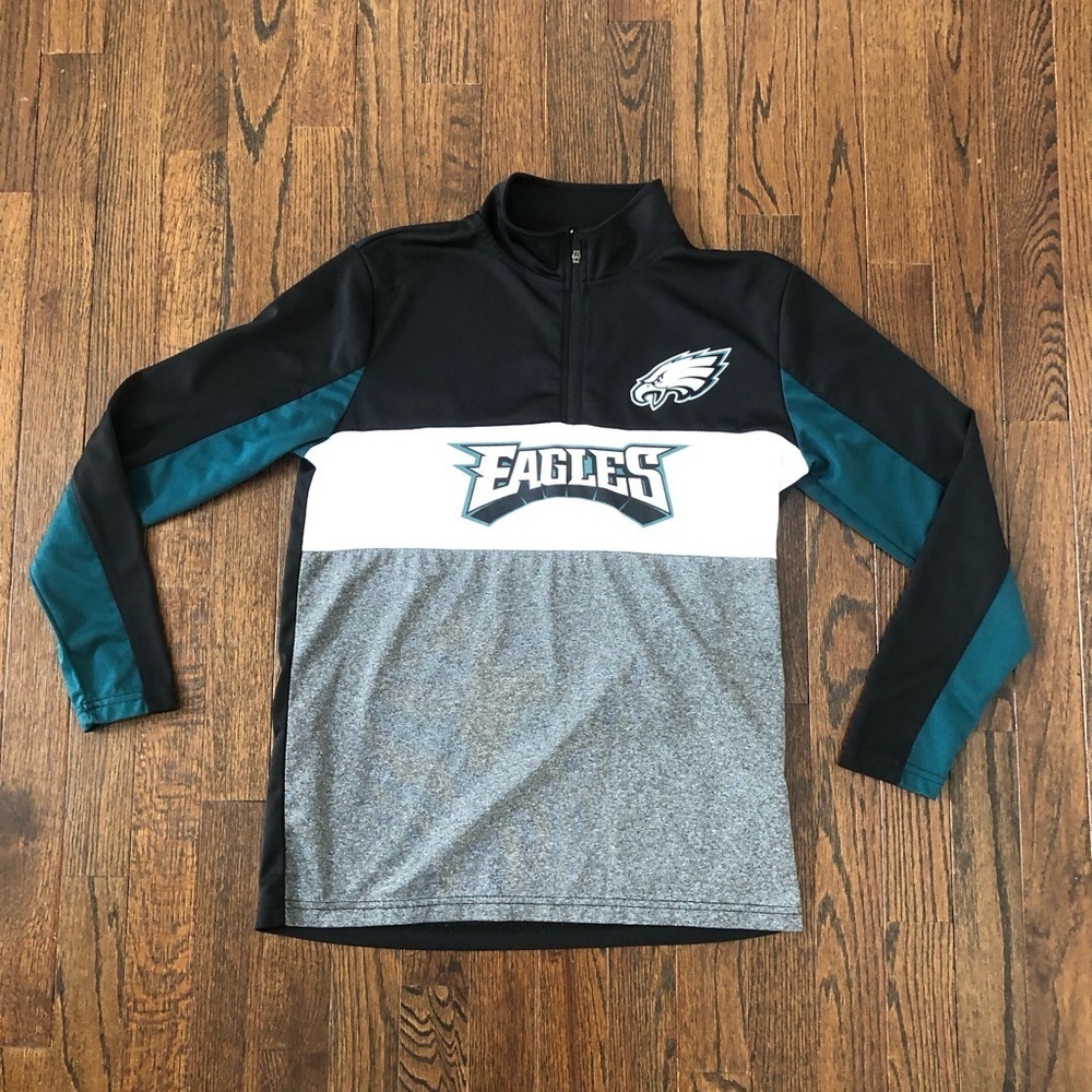 Philadelphia Eagles NFL Team Apparel Boys 18-20 Active 1/4 Zip Pullover - EUC!